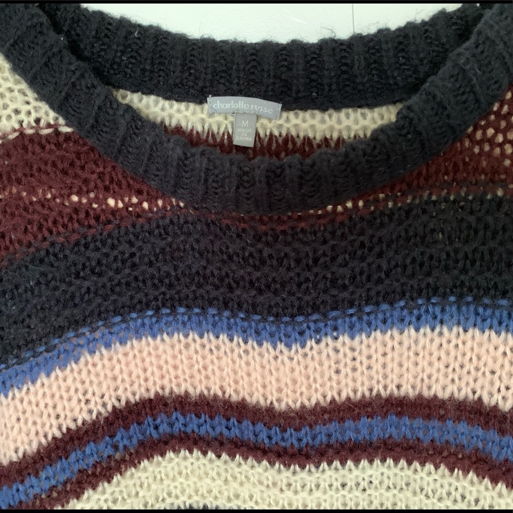 Womens Striped Crop Sweater